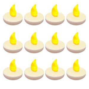 LUMABASE 1.25 in. x 1.25 in. x 1.25 in. Amber Floating LED Tea Light Candle (12-Count)
