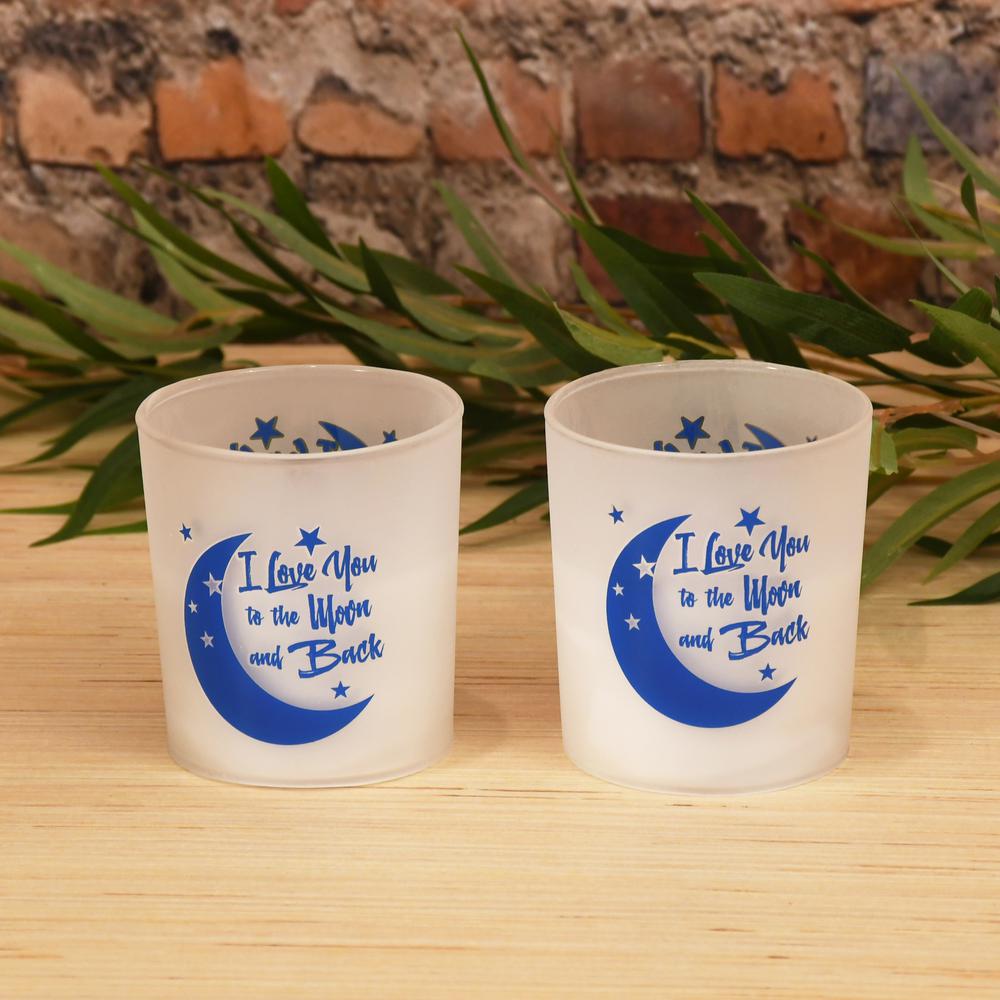 LUMABASE Battery Operated LED Candles - I Love You to the Moon and Back (Set of 2)
