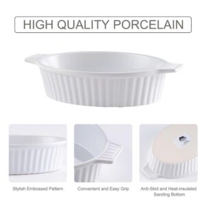 MALACASA 2-Piece White Oval Porcelain Bakeware Set 9.5 in. and 11.25 in. Baking Dishes