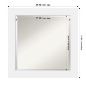 Amanti Art Corvino 25 in. W x 25 in. H Framed Square Beveled Edge Bathroom Vanity Mirror in White Matte