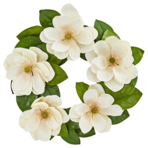 Nearly Natural 23 in. Indoor Magnolia Artificial Wreath