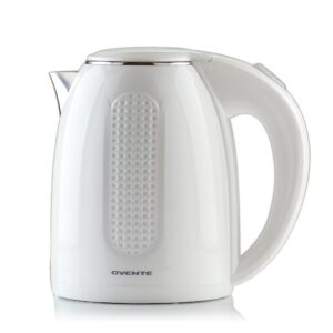 Ovente 7-Cup White Stainless Steel BPA-Free Electric Kettle with Auto Shut-Off and Boil-Dry Protection