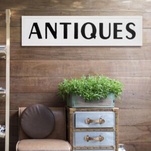 Pinnacle 10 in. x 36 in. Rustic Antiques White Metal Wall Sign