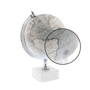 LITTON LANE 11 in. x 7 in. Modern Decorative Globe in White and Silver