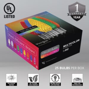 Wintergreen Lighting OptiCore C9 LED Multi-Color Faceted Christmas Light Bulbs (25-Pack)