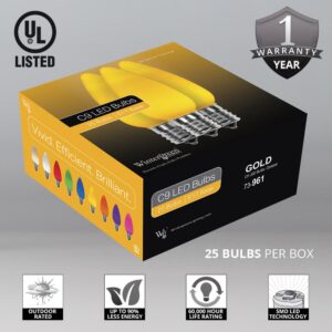 Wintergreen Lighting OptiCore C9 LED Gold Smooth/Opaque Christmas Light Bulbs (25-Pack)