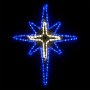 Wintergreen Lighting 28 in. 149-Light LED Blue and Cool White Bethlehem Star with Cross Center