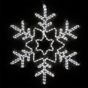 Wintergreen Lighting 28 in. 296-Light LED Cool White Hanging Snowflake with Star Center