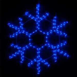Wintergreen Lighting 12 in. 63-Light LED Blue 18 Point Hanging Snowflake Decor