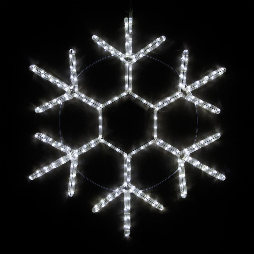 Wintergreen Lighting 24 in. 138-Light LED Cool White 18 Point Hanging Snowflake Decor