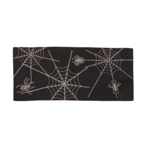 Xia Home Fashions 0.1 in. H x 36 in. W x 16 in. D Halloween Spider Web Double Layer Table Runner in Black