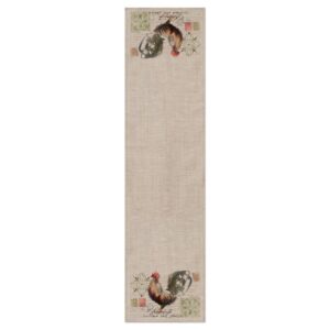 Heritage Lace Rooster Run 16 in. W x 54 in. L Natural Floral Polyester Table Runner