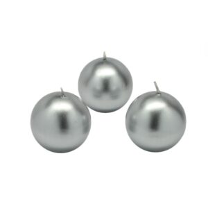 Zest Candle 2 in. Metallic Silver Ball Candles (12-Box)