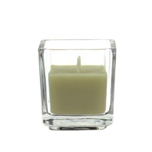 Zest Candle 2 in. Sage Green Square Glass Votive Candles (12-Box)